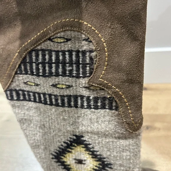 Born Brown Over the Knee Boots with Patterned Design - Picture 5 of 7